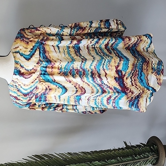Cato multicolored tie neck cold should blouse NWT - Picture 2 of 13